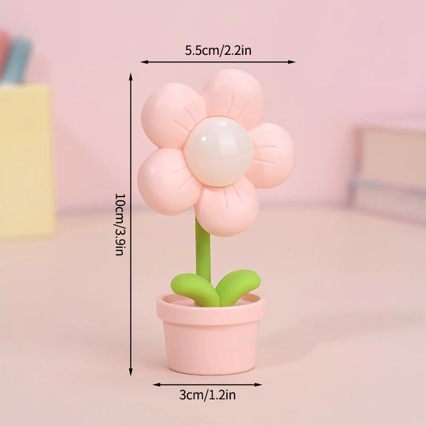 Mini LED Flower Night Light Cute Small Table Lamp Desktop Ornament Bedside Bedroom Ambient Lights Children Toy Kids Holiday Gift