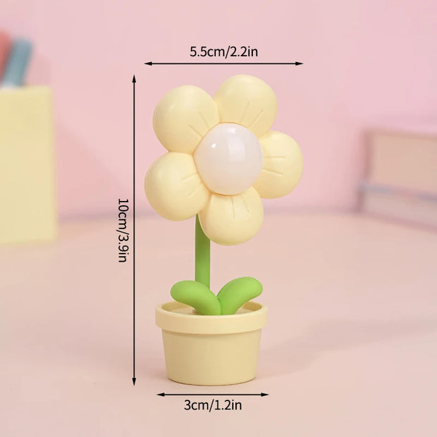 Mini LED Flower Night Light Cute Small Table Lamp Desktop Ornament Bedside Bedroom Ambient Lights Children Toy Kids Holiday Gift